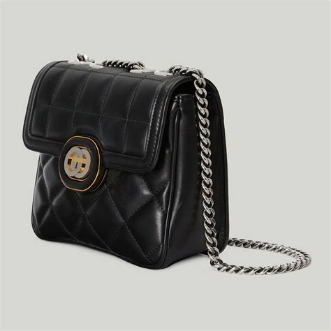 Mini borsa a spalla Gucci Deco in pelle nera 